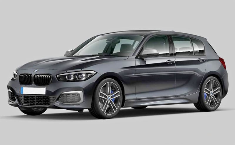 Mineralgrå metallic BMW M140I Xdrive stulen i Årsta Stockholm