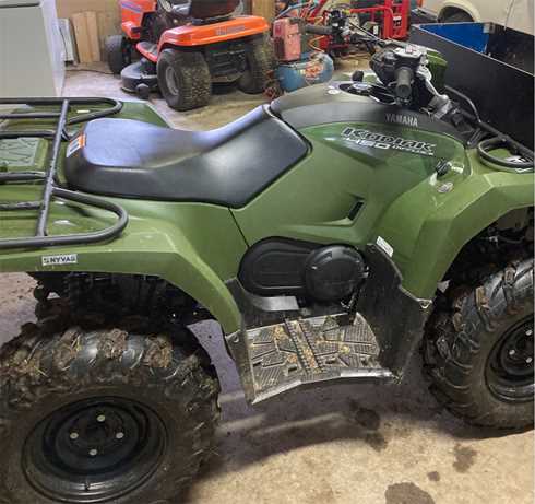 Grön fyrhjuling Yamaha YFM 450 Kodiak EPS stulen i Fårtorp söder om Ljungby