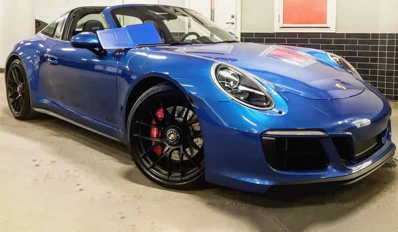 Blåmetallic Porsche 911/ 991 Targa 4 GTS stulen utanför Hällekis norr om Götene