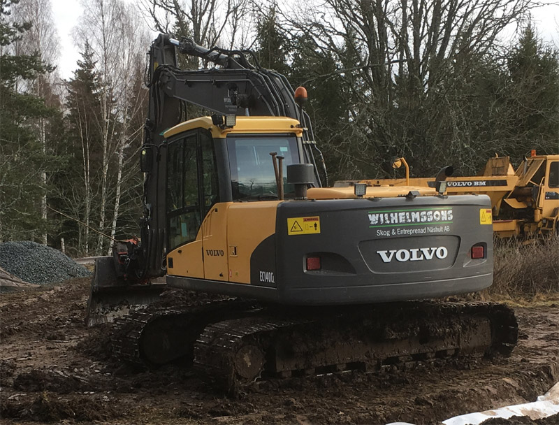 Bandburen grävmaskin Volvo EC140 stulen i Bogla mellan Huskvarna och Tenhult